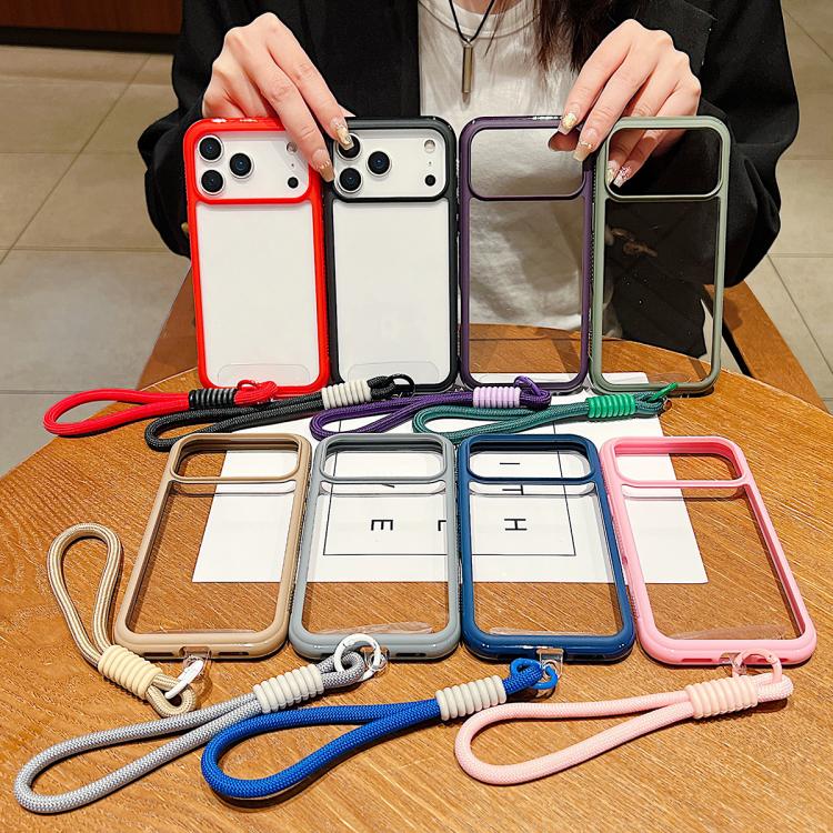 Funda de acrílico transparente de TPU con borde liso y correa para la muñeca para Samsung Galaxy S25 Ultra / S24 Ultra 5G (negro)