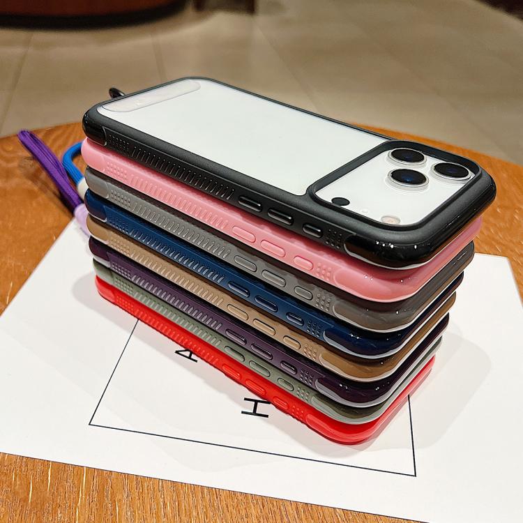 Funda de acrílico transparente de TPU con borde liso y correa para la muñeca para Samsung Galaxy S25 Ultra / S24 Ultra 5G (marrón)
