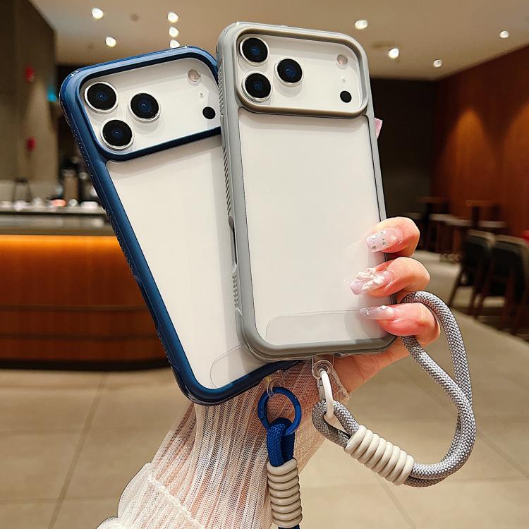 Funda de acrílico transparente de TPU con borde liso y correa para la muñeca para Samsung Galaxy S25 Edge 5G (marrón)