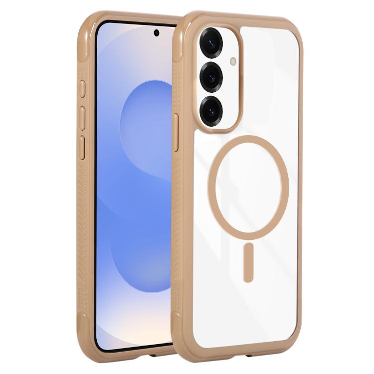 Funda magnética MagSafe transparente con borde liso para Samsung Galaxy S25+/S24+ 5G (marrón)