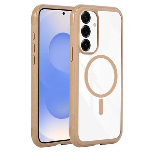 Funda magnética MagSafe transparente con borde liso para Samsung Galaxy S25/S24 5G (marrón)