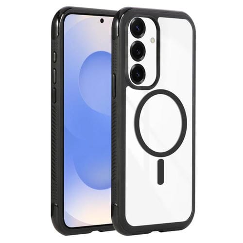 Funda magnética MagSafe transparente con borde liso para Samsung Galaxy S25/S24 5G (negro)