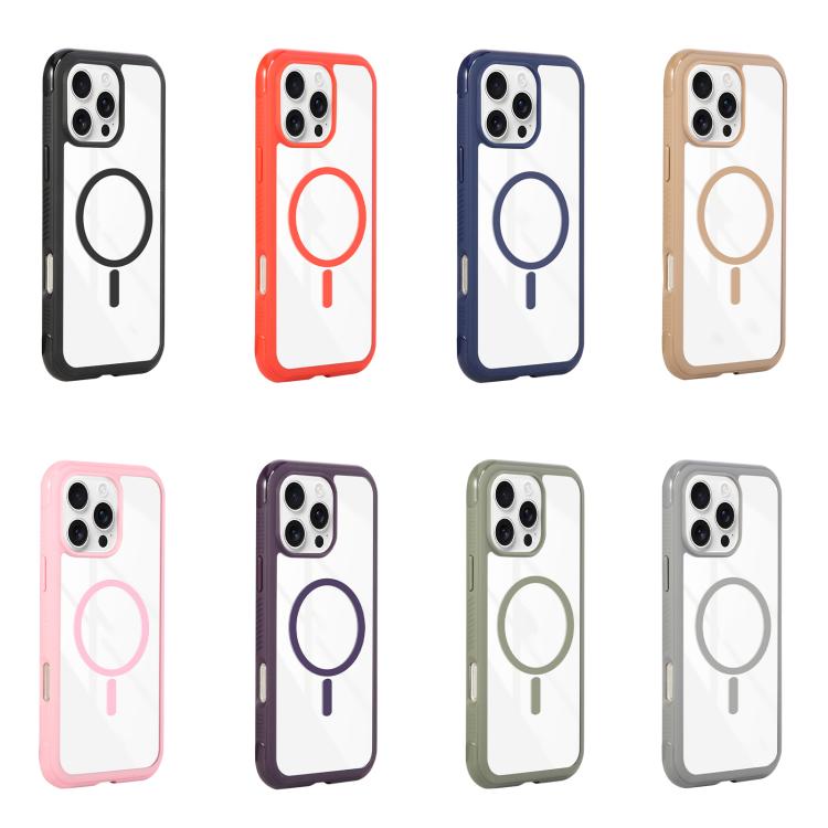 Funda magnética MagSafe transparente con borde liso para Samsung Galaxy S25+/S24+ 5G (roja)