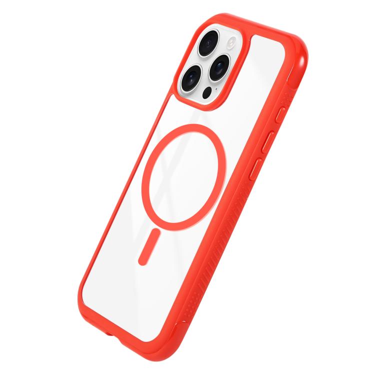 Funda magnética MagSafe transparente con borde liso para Samsung Galaxy S25+/S24+ 5G (roja)