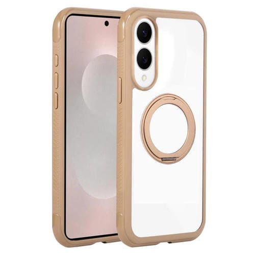 Funda para Samsung Galaxy S25 Edge 5G con borde liso, transparente, rotación y soporte MagSafe (marrón)