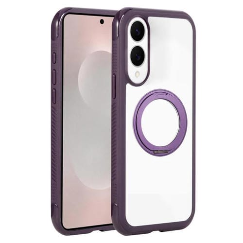 Funda MagSafe para Samsung Galaxy S25 Edge 5G con borde transparente y rotación (morado oscuro)