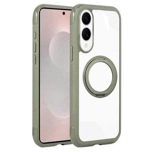 Funda MagSafe para Samsung Galaxy S25 Edge 5G con borde transparente y rotación (verde militar)