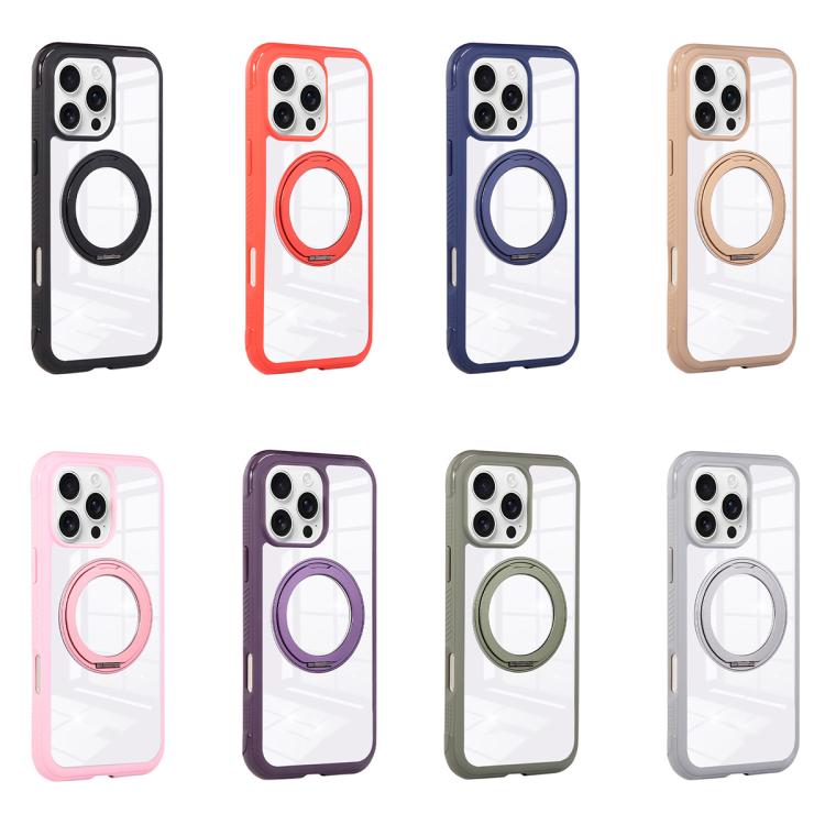 Funda MagSafe para Samsung Galaxy S25 Ultra / S24 Ultra 5G con borde transparente y rotación (gris)