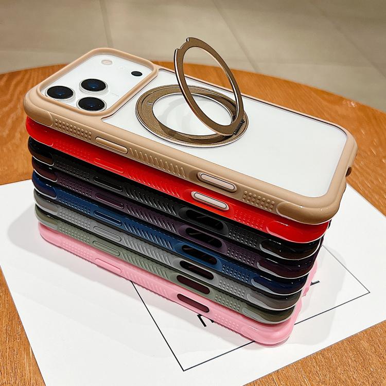 Funda para Samsung Galaxy S25 Edge 5G con borde liso, transparente, rotación y soporte MagSafe (marrón)