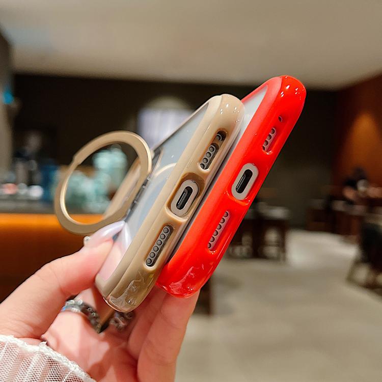 Funda para Samsung Galaxy S25 Edge 5G con borde liso, transparente, rotación y soporte MagSafe (marrón)