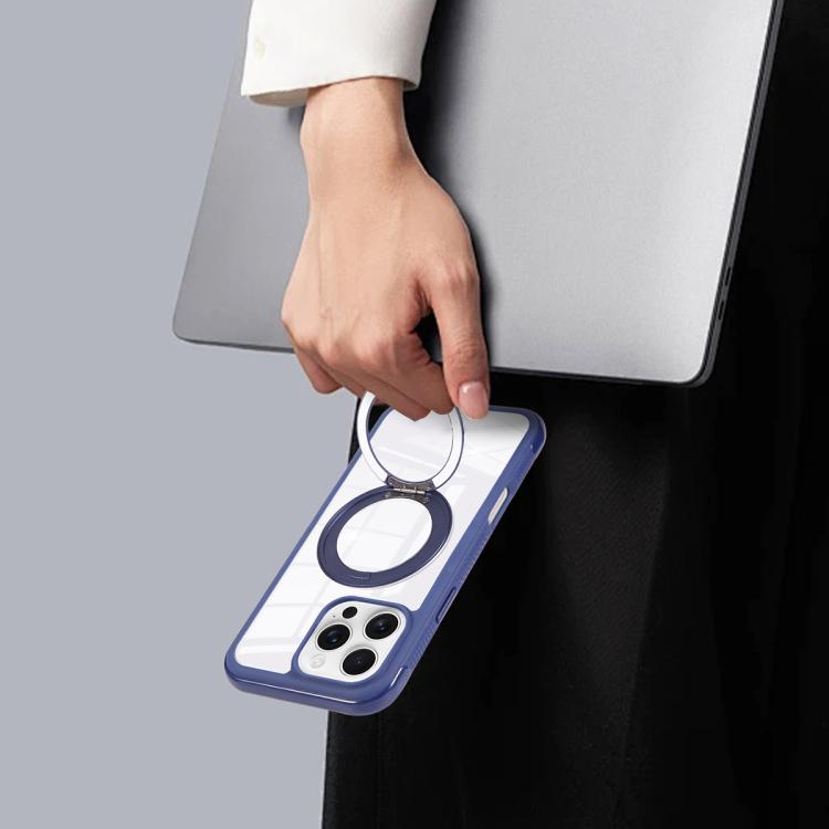 Funda MagSafe para Samsung Galaxy S25+ / S24+ 5G con borde transparente y rotación (azul rey)