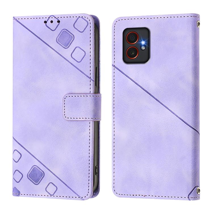 Funda de piel con relieve para Samsung Galaxy XCover7 Pro (morado claro)