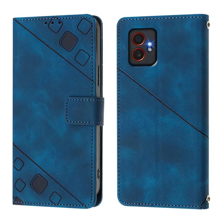 Funda de piel con relieve para Samsung Galaxy XCover7 Pro (azul)