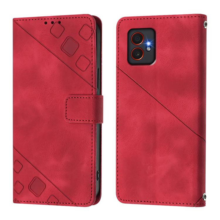 Funda de piel con relieve para Samsung Galaxy XCover7 Pro (roja)