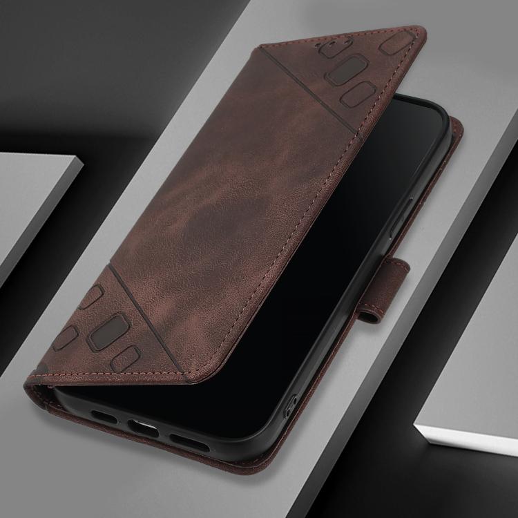 Funda de piel con relieve para Samsung Galaxy XCover7 Pro (marrón)