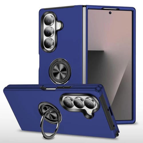 Funda magnética de PC + TPU para Samsung Galaxy Z Fold7 5G con anillo invisible (azul marino)
