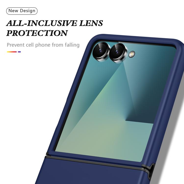 Funda magnética de PC + TPU para Samsung Galaxy Z Flip7 5G con anillo invisible (azul marino)