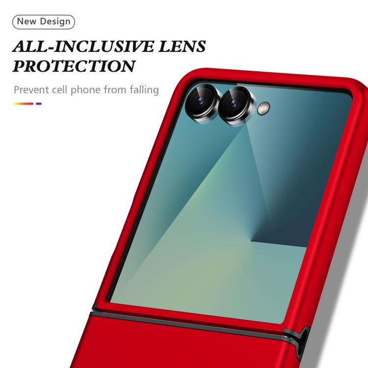 Funda magnética de PC + TPU para Samsung Galaxy Z Flip7 5G con soporte de anillo invisible (roja)