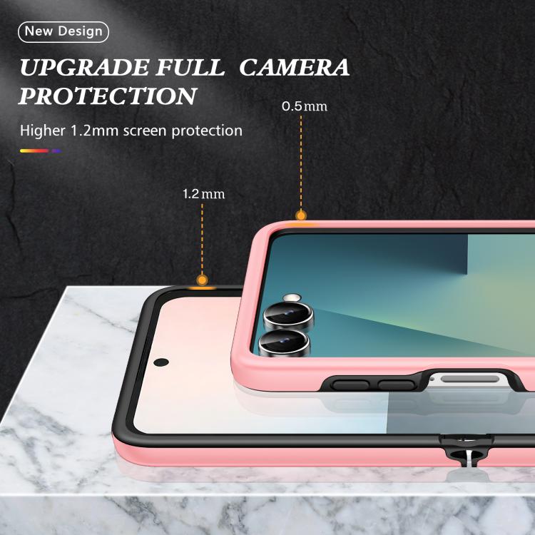 Funda magnética de PC + TPU para Samsung Galaxy Z Flip7 5G con anillo invisible (oro rosa)