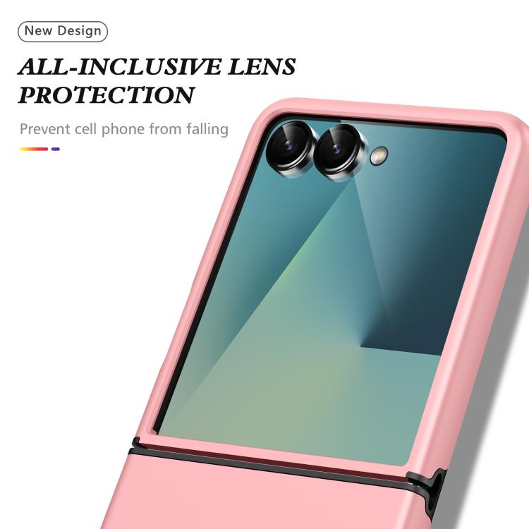 Funda magnética de PC + TPU para Samsung Galaxy Z Flip7 5G con anillo invisible (oro rosa)