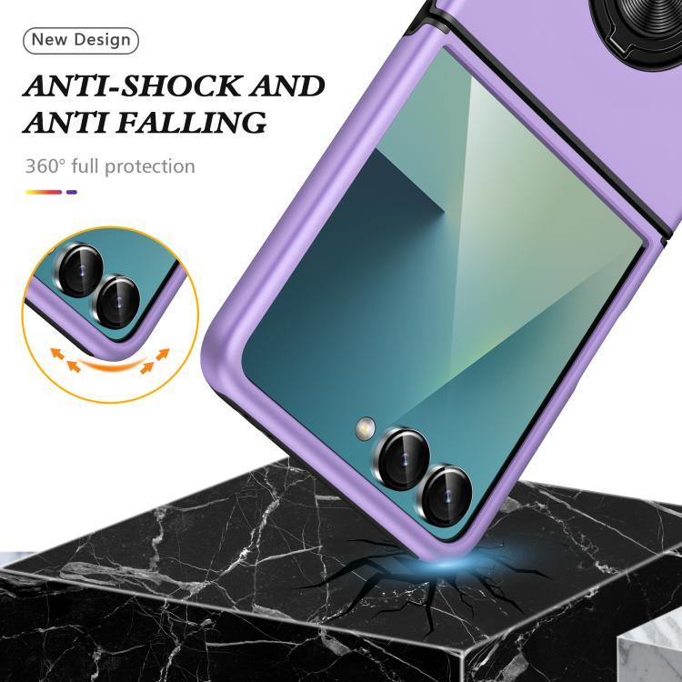 Funda magnética de PC + TPU con anillo invisible para Samsung Galaxy Z Flip7 5G (morado)