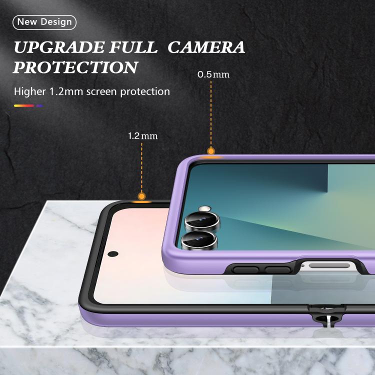 Funda magnética de PC + TPU con anillo invisible para Samsung Galaxy Z Flip7 5G (morado)
