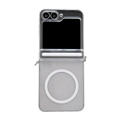 Funda transparente MagSafe con eje y hebilla lateral para Samsung Galaxy Z Flip6