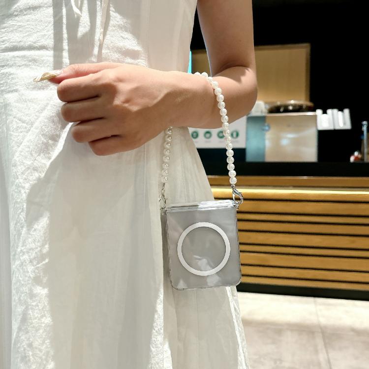 Funda para Samsung Galaxy Z Flip6 con hebilla lateral y cierre MagSafe transparente con pulsera