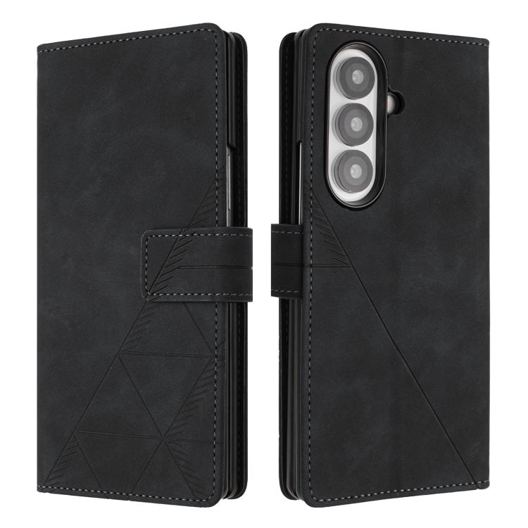 Funda de cuero con relieve 3D para Samsung Galaxy Z Fold7 5G (negra)