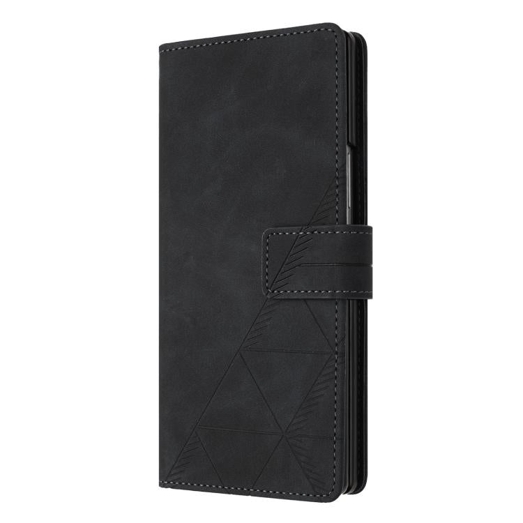 Funda de cuero con relieve 3D para Samsung Galaxy Z Fold7 5G (negra)