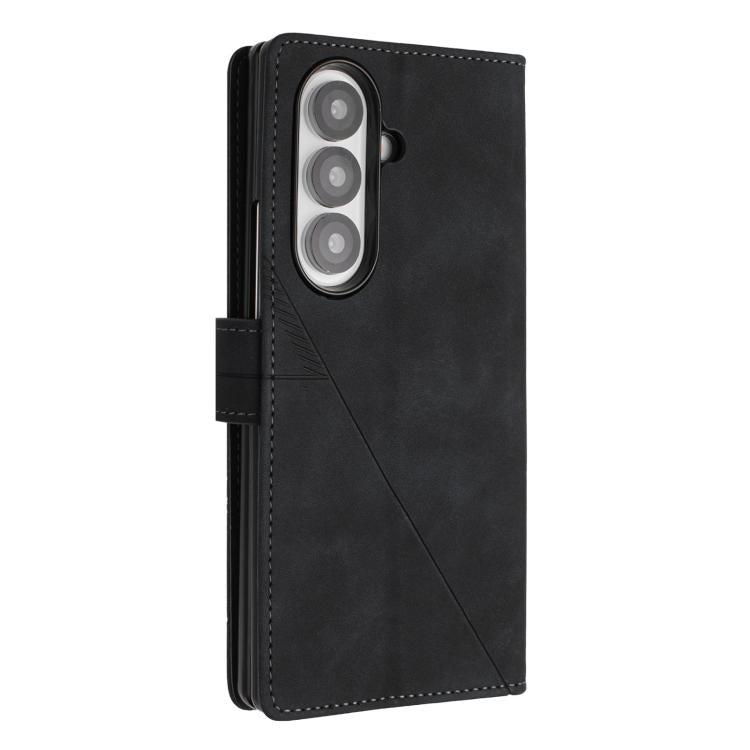 Funda de cuero con relieve 3D para Samsung Galaxy Z Fold7 5G (negra)