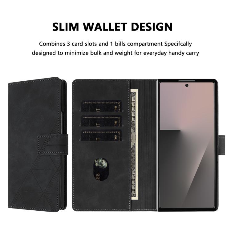 Funda de cuero con relieve 3D para Samsung Galaxy Z Fold7 5G (negra)