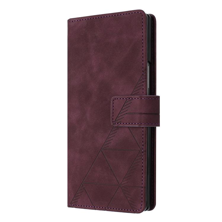 Funda de cuero con relieve 3D para Samsung Galaxy Z Fold7 5G (rojo vino)