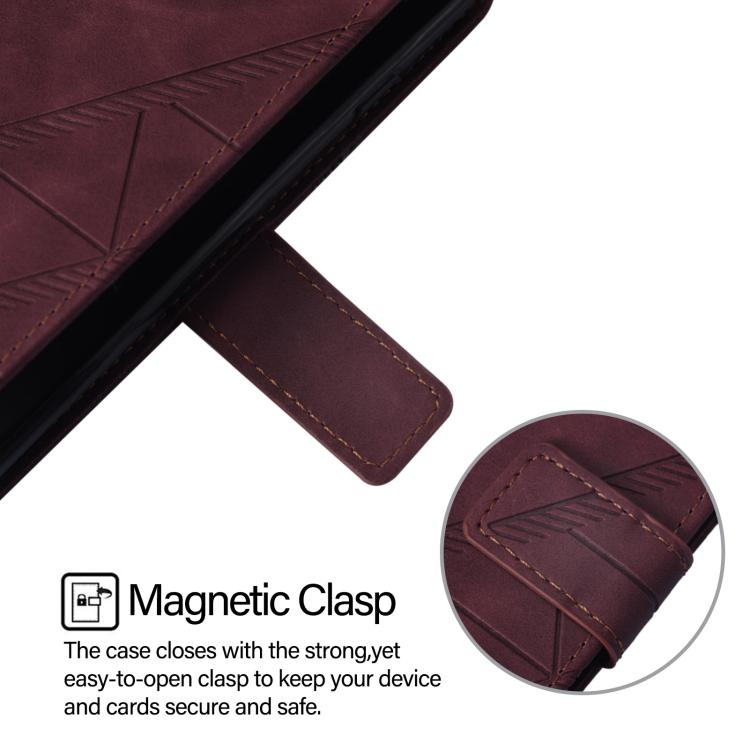 Funda de cuero con relieve 3D para Samsung Galaxy Z Fold7 5G (rojo vino)
