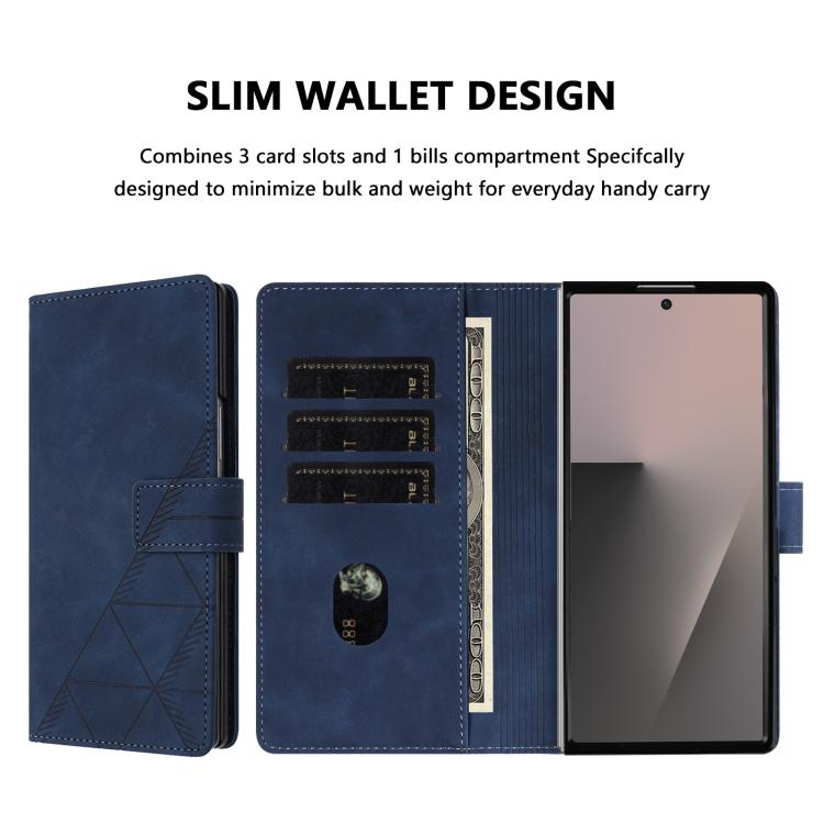 Funda de cuero con relieve 3D para Samsung Galaxy Z Fold7 5G (azul)