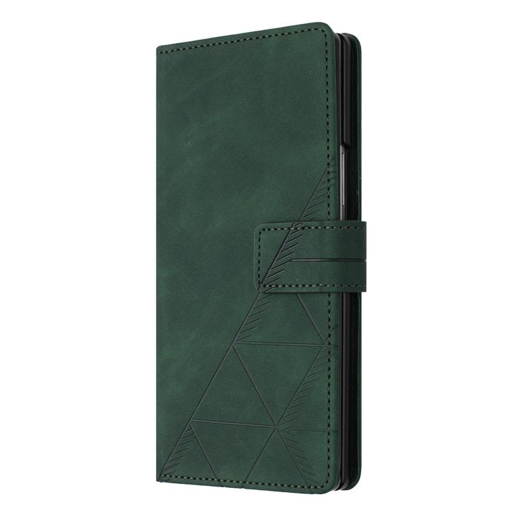 Funda de cuero con relieve 3D para Samsung Galaxy Z Fold7 5G (verde)
