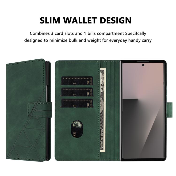 Funda de cuero con relieve 3D para Samsung Galaxy Z Fold7 5G (verde)