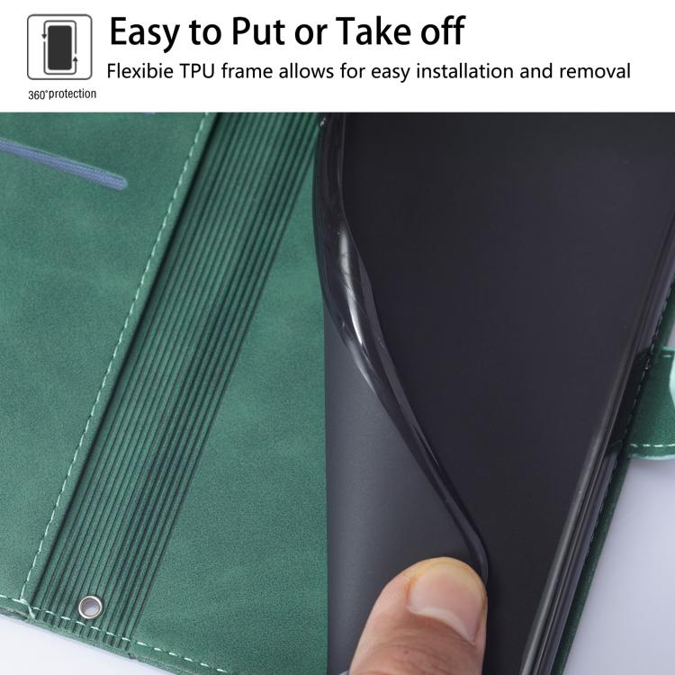 Funda de cuero con relieve 3D para Samsung Galaxy Z Fold7 5G (verde)