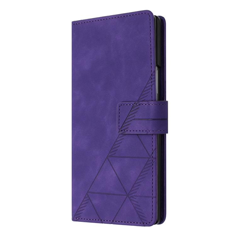 Funda de cuero con relieve 3D para Samsung Galaxy Z Fold7 5G (morado)