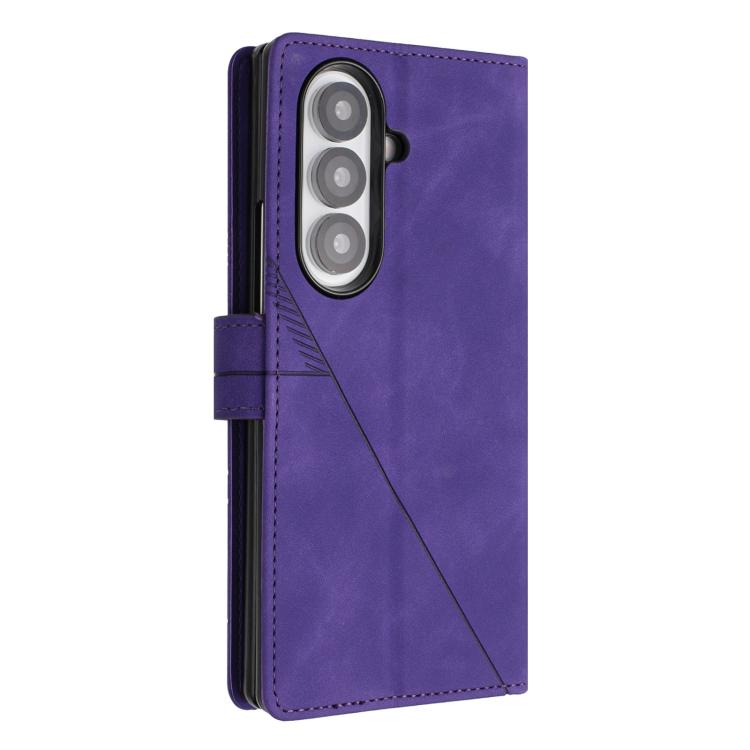 Funda de cuero con relieve 3D para Samsung Galaxy Z Fold7 5G (morado)