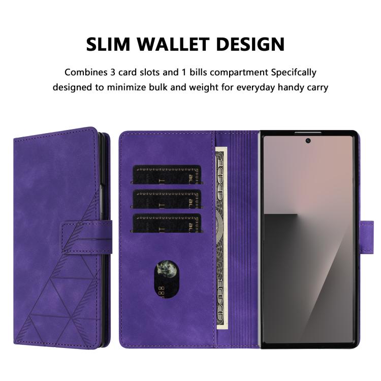 Funda de cuero con relieve 3D para Samsung Galaxy Z Fold7 5G (morado)