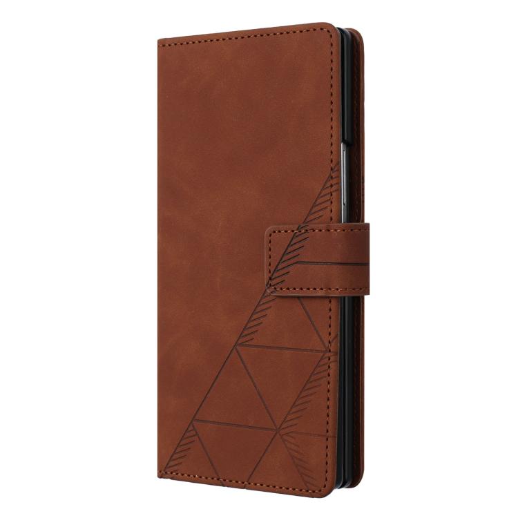 Funda de cuero con relieve 3D para Samsung Galaxy Z Fold7 5G (marrón)