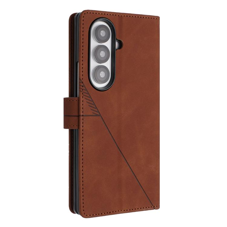 Funda de cuero con relieve 3D para Samsung Galaxy Z Fold7 5G (marrón)
