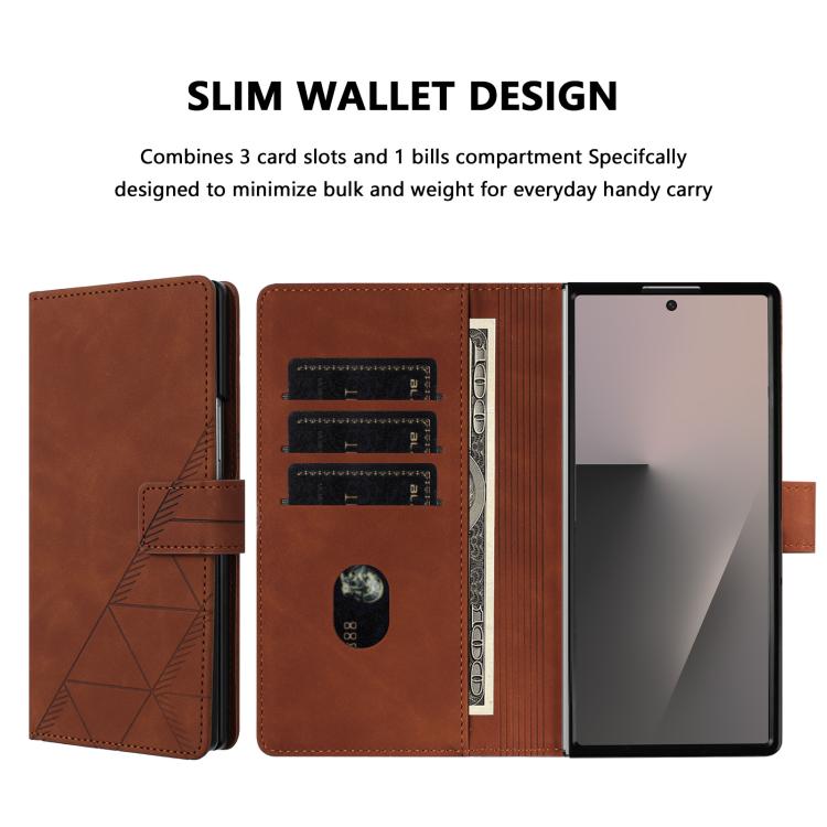 Funda de cuero con relieve 3D para Samsung Galaxy Z Fold7 5G (marrón)