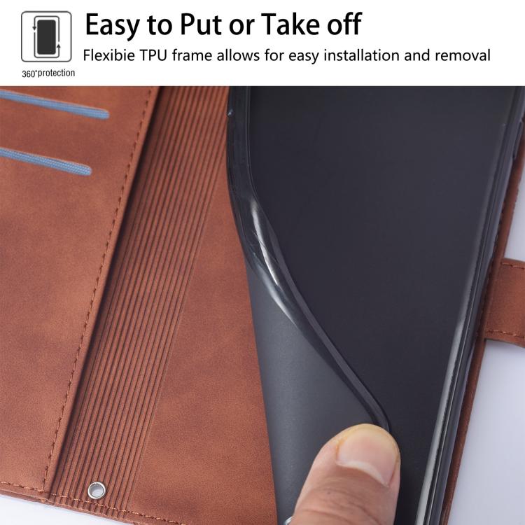 Funda de cuero con relieve 3D para Samsung Galaxy Z Fold7 5G (marrón)