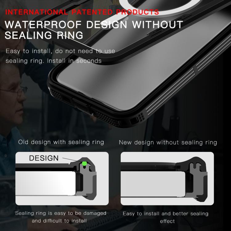 Funda RedPepper para Samsung Galaxy S25 5G, resistente al agua IP68, triple protección MagSafe (negra)