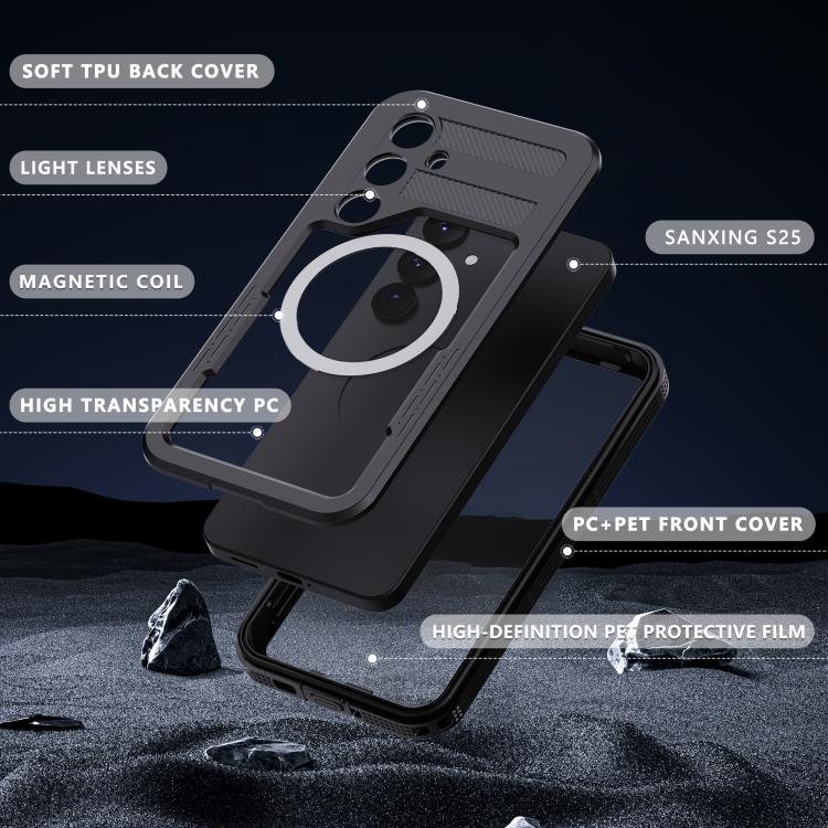 Funda RedPepper para Samsung Galaxy S25 5G, resistente al agua IP68, triple protección MagSafe (negra)