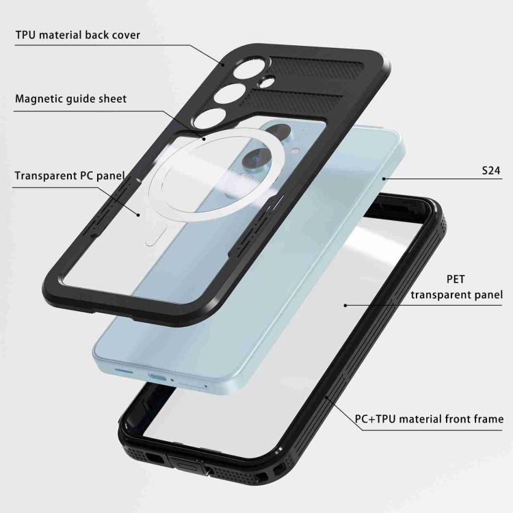 Funda RedPepper para Samsung Galaxy S24 5G, resistente al agua IP68, triple protección MagSafe (negra)
