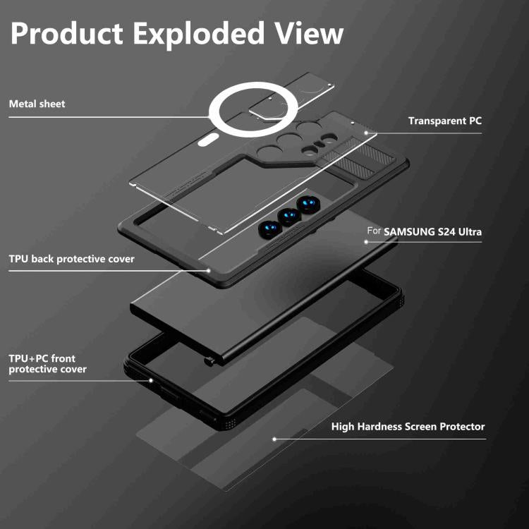 Funda RedPepper para Samsung Galaxy S24 Ultra 5G, resistente al agua IP68, triple protección MagSafe (negra)
