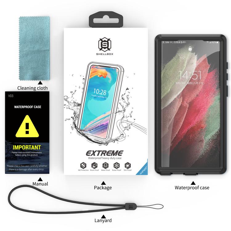 Funda impermeable RedPepper IP68 triple para Samsung Galaxy S23 Ultra 5G (negra)